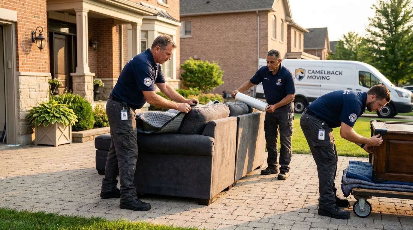 Large estate moving crew wrapping furniture in Posen, IL
